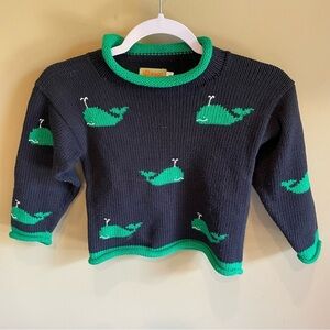 Clavce Whale sweater Navy and Green